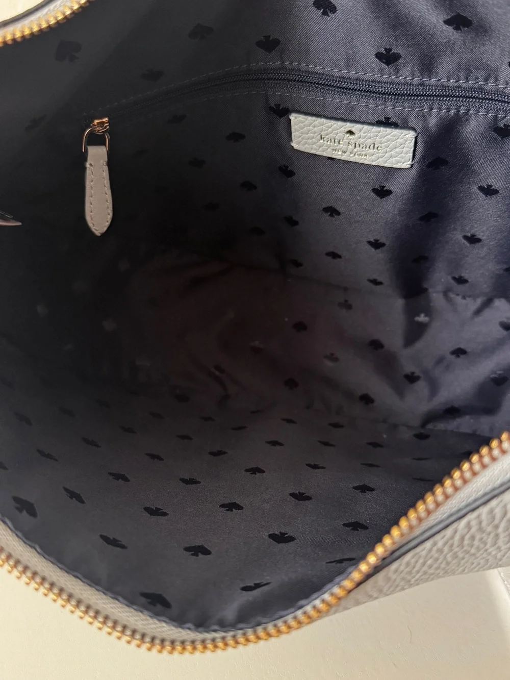 kate spade light gray pebbled leather hobo bag